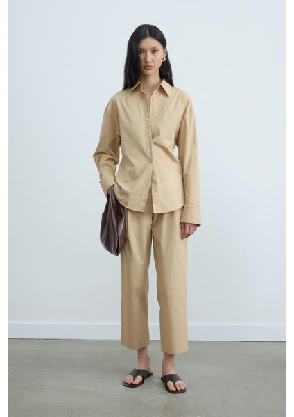 Camel Paper Poplin Pantolon indirimleri
