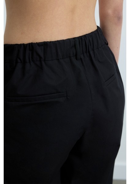Siyah Paper Poplin Pantolon