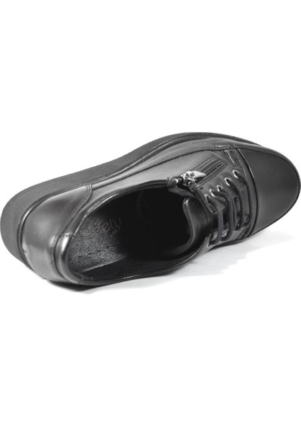 20BK07.5000 Deri Siyah Fermuarlı Dolgu Topuklu Kadın Ayakkabı modelleri