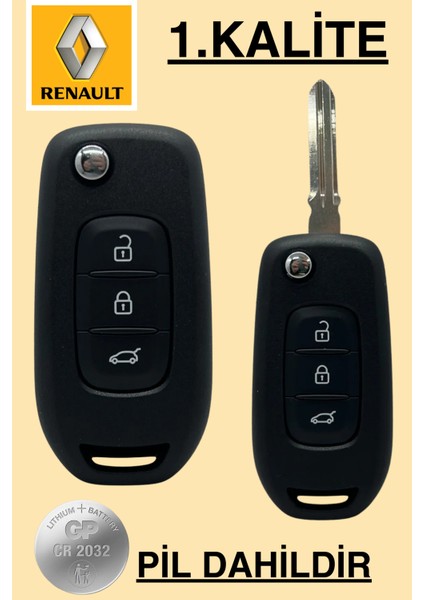 Renault Megane 4,captur,kadjar 3 Buton Sustalı Kumanda Kabı Anahtar Kabı