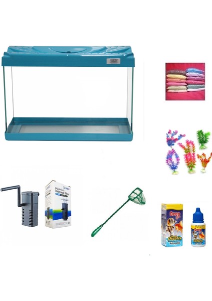 30 cm Akvaryum Hazır Set 3018 Turkuaz