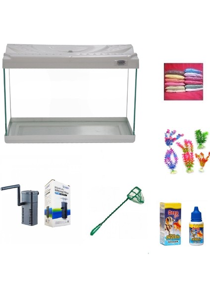 30 cm Akvaryum Hazır Set 3018 Beyaz