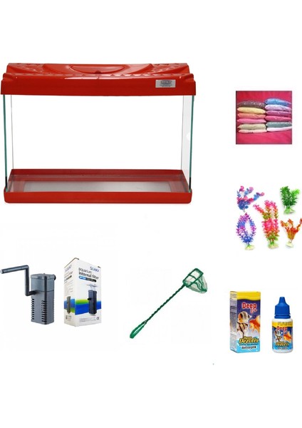 30 cm Akvaryum Hazır Set 3018 Kırmızı