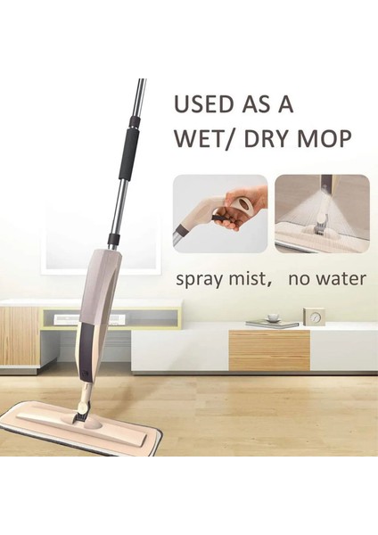 Sprey Mop Su Hazneli Pratik Temizlik Seti 4 Adet Mikrofiber Spray Mop