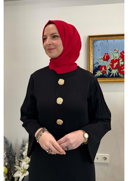 Banu Broşlu Triko Elbise Siyah fırsatları