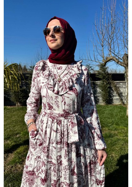 Botanik Elbise Bordo