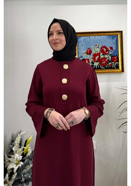 Banu Broşlu Triko Elbise Bordo fırsatları