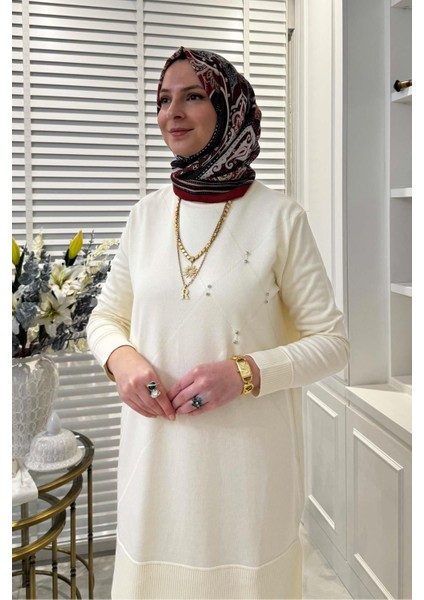 Gonca Taşlı Triko Tunik Taş