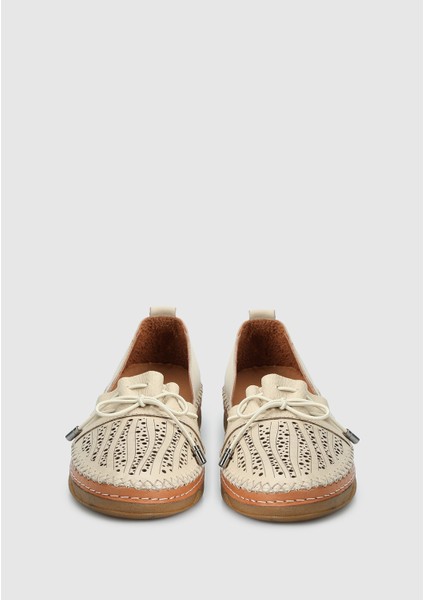 Ekru Deri Kadın Ayakkabı modelleri