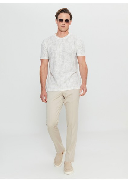 Bisiklet Yaka Baskılı Ekru Erkek T-Shirt ACE091252270_EKR fiyatları