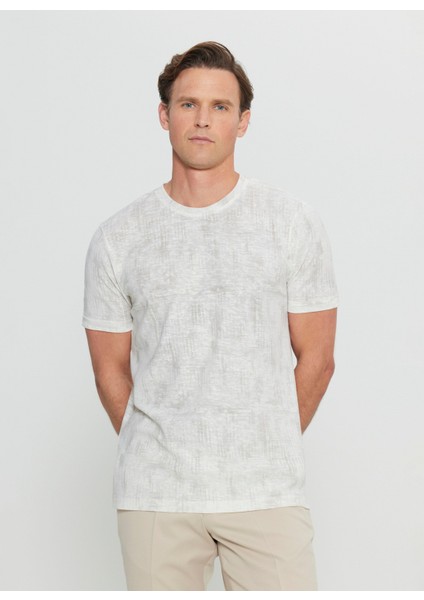 Bisiklet Yaka Baskılı Ekru Erkek T-Shirt ACE091252270_EKR modelleri