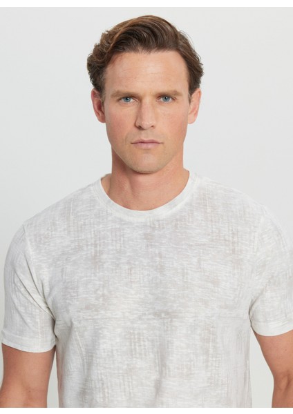 Bisiklet Yaka Baskılı Ekru Erkek T-Shirt ACE091252270_EKR fırsatları