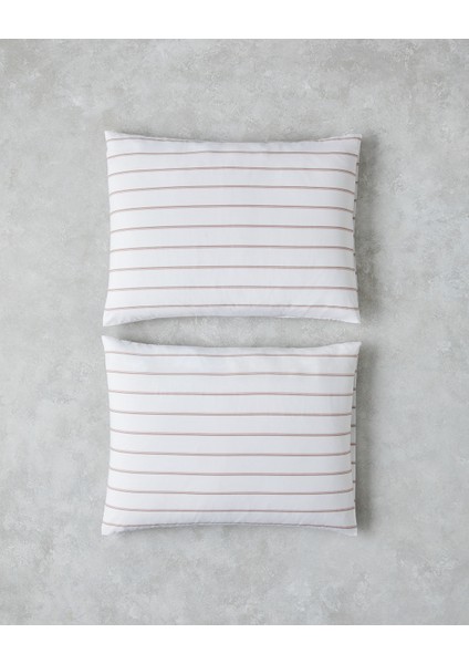 Serene Stripes Pamuklu 2'li Yastık Kılıfı 50X70 cm Pembe