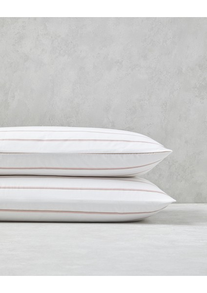 Serene Stripes Pamuklu 2'li Yastık Kılıfı 50X70 cm Pembe fiyatları