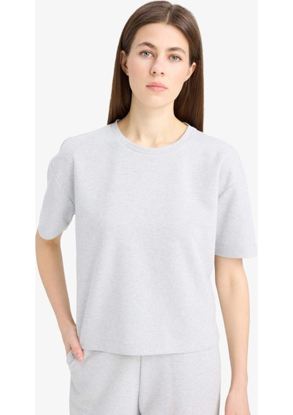 Relax Fit 2'li Takım Bisiklet Yaka Kısa Kollu Üst Esnek Belli Uzun Alt E6596AX25SP