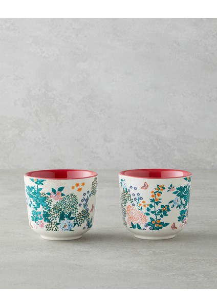 Artistic Flower Seramik 2'li Bardak 270 ml Kırmızı