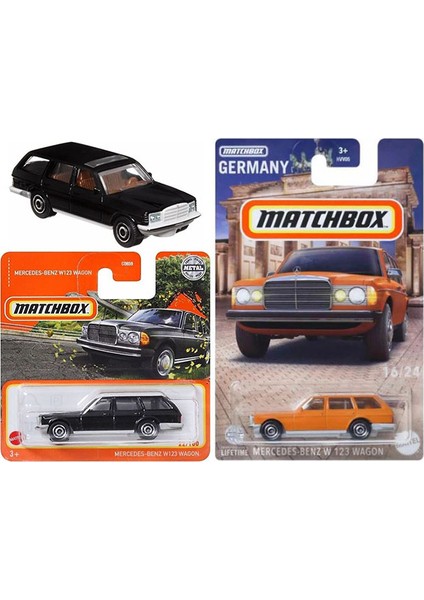 2 Araç Mercedes-Benz W123 Wagon Set - Siyah & Turuncu (1/64)