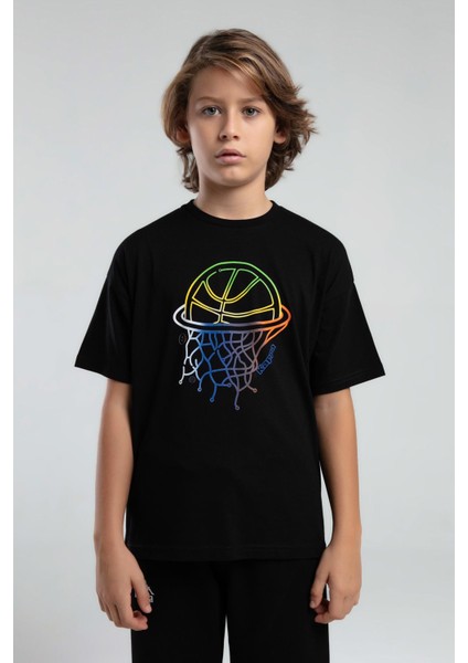 Logo Jos Erkek Çocuk Siyah Regular Fit Tişört