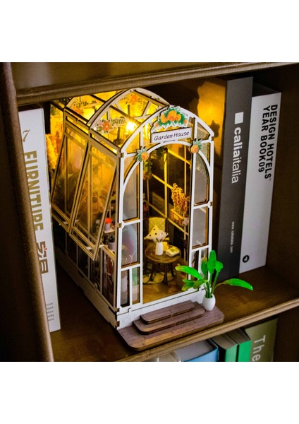 Kendin Yap Minyatür Booknook – Ahşap Kendin Yap Maket Kitaplık Dekoru | LED Işıklı 3D Minyatür Ev Seti | DIY Hobi Kit modelleri