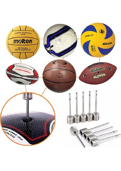 5 Pcs Stili Futbol Basketbol ​​futbol Voleybol Için Top Şişirme Pompası Iğnesi Çelik Pompa Pini (Yurt Dışından)