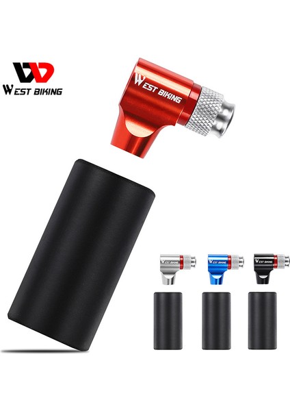 Kırmızı Stil Bisiklet Şrader Presta Adaptörü Için Co2 Pompası Taşınabilir Bisiklet Mini Hava Pompası Inflator Alüminyum Lastik Tüp El Pompası Co2 Kartuşu Yok (Yurt Dışından)