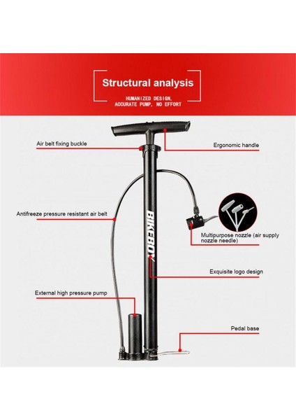 A Tipi Stili Taşınabilir Bisiklet Pompası Yüksek Basınç Dağ Bisikleti Pompası Ev Bisikleti Şişirici Yüksek Elle Tutulan Barometre Mtb Aksesuarları (Yurt Dışından)