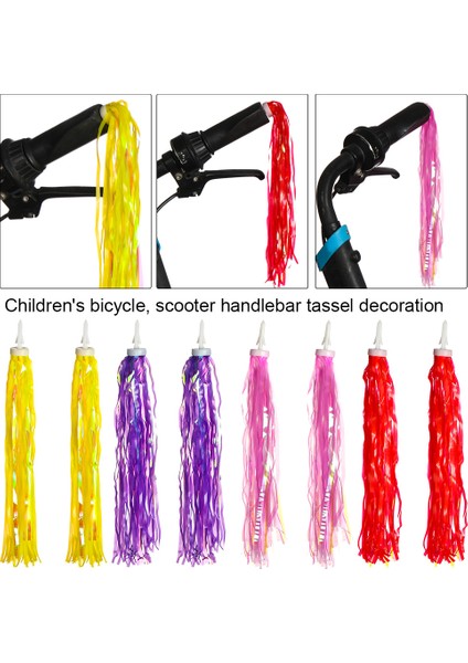 14CM-3 Tarzı 1 Çift Çocuk Bisikleti Üç Tekerlekli Bisiklet Direksiyon Renkli Püsküller Süsleme Kız Erkek Bisiklet Direksiyonu Akıcı Püsküller Scooter Parçaları (Yurt Dışından) fiyatları