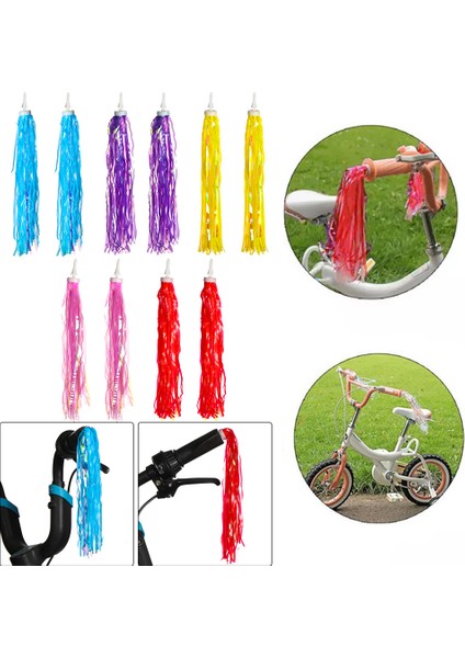 14CM-3 Tarzı 1 Çift Çocuk Bisikleti Üç Tekerlekli Bisiklet Direksiyon Renkli Püsküller Süsleme Kız Erkek Bisiklet Direksiyonu Akıcı Püsküller Scooter Parçaları (Yurt Dışından) indirimleri