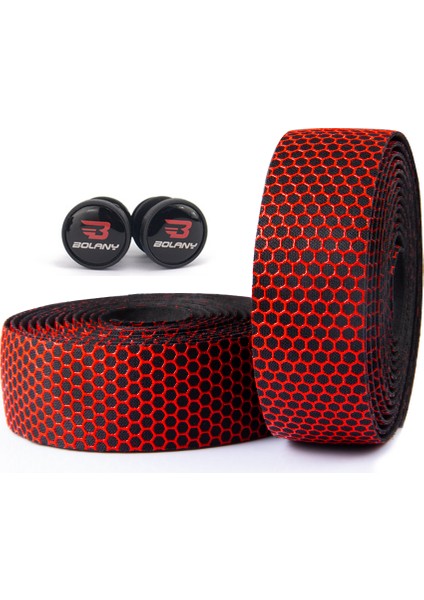 Kırmızı Stil Ultrahafif Yol Bisikleti Direksiyon Bandı Balpeteği Tasarımı Kaymaz Eva Şok Emici Bisiklet Direksiyon Bandı Bisiklet Aksesuarları (Yurt Dışından)