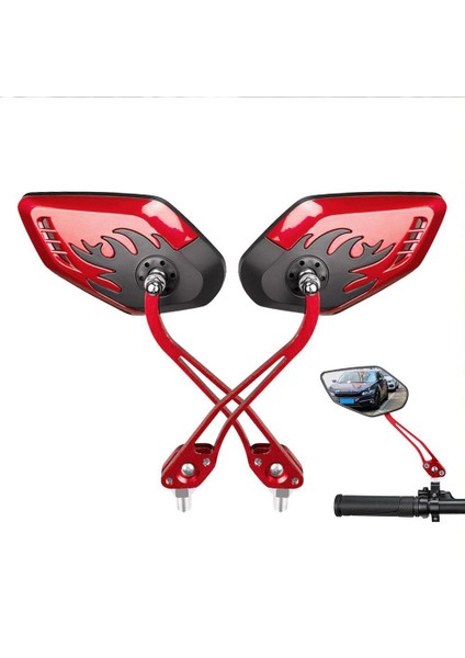 Kırmızı Stil Bisiklet Direksiyon Ayna Ayarlanabilir Dönebilen Geri Görüş Aynası Elektrikli Bisiklet Scooter Aksesuarları (Yurt Dışından)