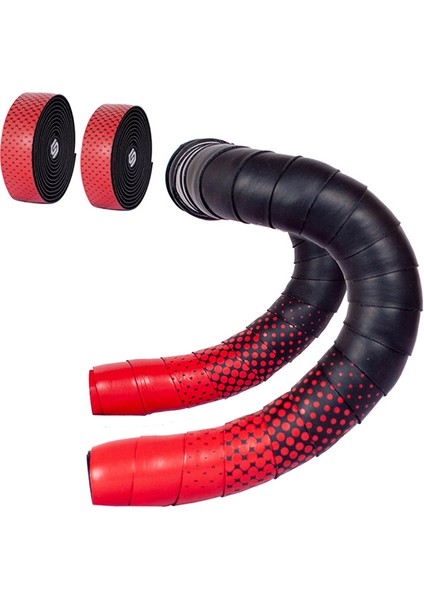 Yuvarlak Noktalar-Kırmızı Tarzı Yol Bisikleti Gidon Bandı Krizantem Baskılı Tutma Kolları Bantları Evapu Yumuşak Kaymaz Silikon Şok Emici Teri Emen Bant Bandı (Yurt Dışından)