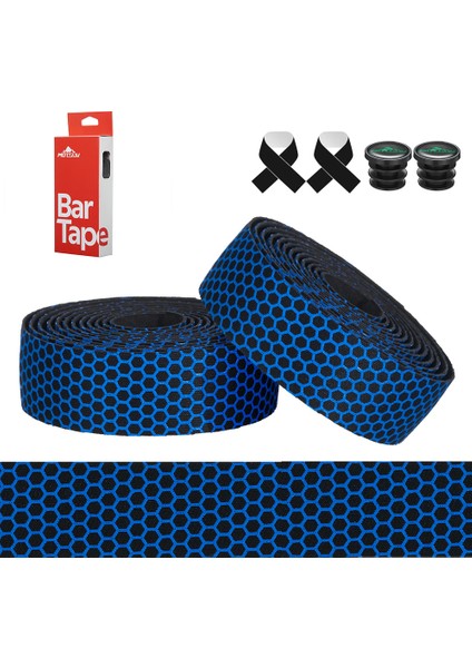 Petek Mavi Tarzı 2 Adet Kaymaz Bisiklet Direksiyon Bandı Pu Eva Şok Emici Yol Bisikleti Titreşim Önleyici Sarma Bisiklet Aksesuarları (Yurt Dışından)