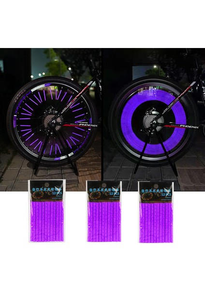 36 Adet Mor Tarzı Pcs Bisiklet Sürme Tekerlek Jant Konuş Montajı Klip Tüp Su Geçirmez Uyarı Işık Şerit Reflektör Yansıtıcı Açık Bisiklet 75MM (Yurt Dışından)