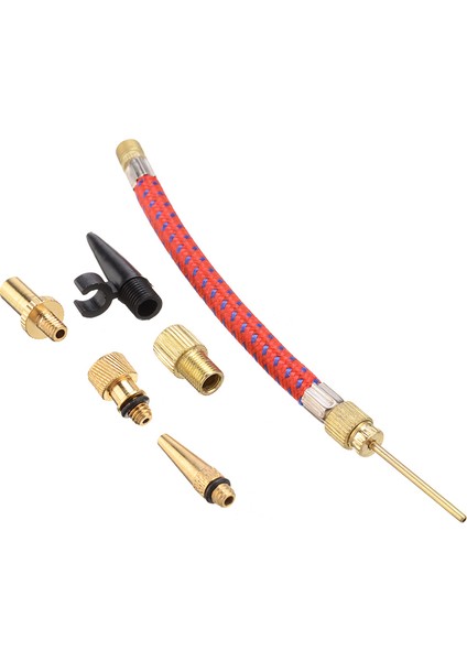 Schrader Valf Adaptörü Pompa Uzatma Tüpü Bisiklet Lastik Pompa Valf Adaptörü Nozul Inflator Tüp Kiti W Top Iğnesi (Yurt Dışından)