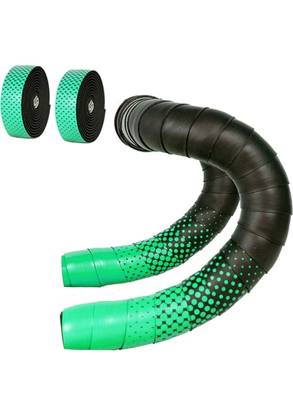 Yuvarlak Noktalar-Yeşil Tarzı Yol Bisikleti Gidon Bandı Krizantem Baskılı Tutma Kolları Bantları Evapu Yumuşak Kaymaz Silikon Şok Emici Teri Emen Bant Bandı (Yurt Dışından)