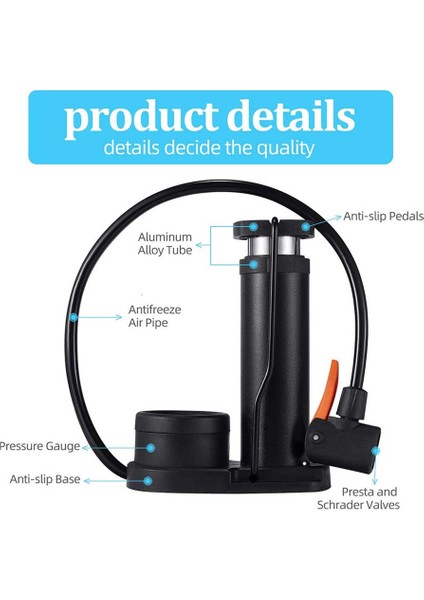 B Tarzı Bisiklet Pedalı Yüksek Basınçlı Pompa Mini-Taşınabilir Elektrikli Araç Motosiklet Ev Pedal Inflator (Yurt Dışından) modelleri