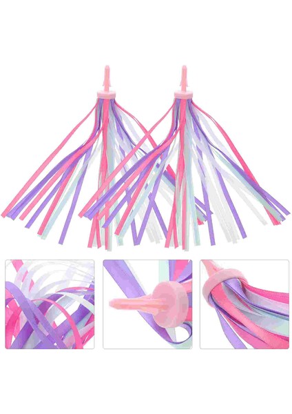 Gösterildiği Gibi Stil Renkli Bisiklet ve Scooter Çocuklar Için Sap Şerit Püskül Kolu Şerit Halat Polyester Gövde Güç Kızlar Için Kavrama Şeritleri Yelken- (Yurt Dışından)