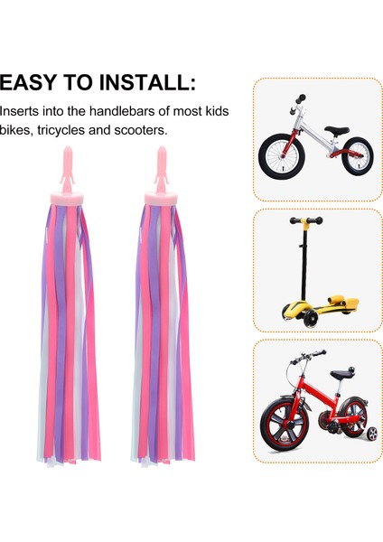 Gösterildiği Gibi Stil Renkli Bisiklet ve Scooter Çocuklar Için Sap Şerit Püskül Kolu Şerit Halat Polyester Gövde Güç Kızlar Için Kavrama Şeritleri Yelken- (Yurt Dışından)