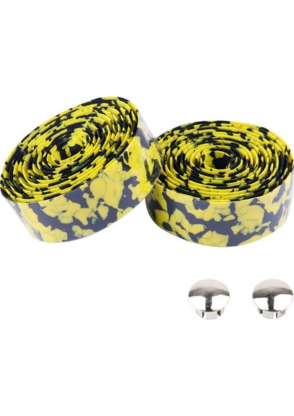 Siyah Sarı Tarzı 1 Çift Yol Bisikleti Bisiklet Direksiyon Bandı Kamuflaj Bisiklet Sürme Kolu Kayışı Mantarlar ile Sarın (Yurt Dışından)
