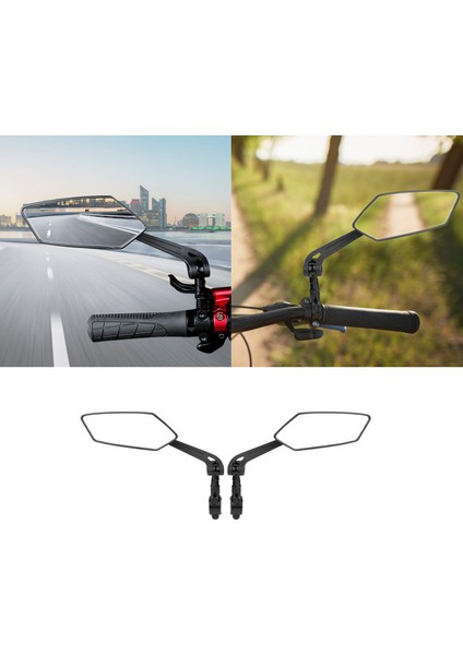 Bir Set Stili Bisiklet Direksiyon Reflektör Arka Görüş Aynalı Geniş Açılı Ayarlanabilir Aynalı Bisiklet Elektrikli Scooter Bisiklet Aksesuarları (Yurt Dışından)