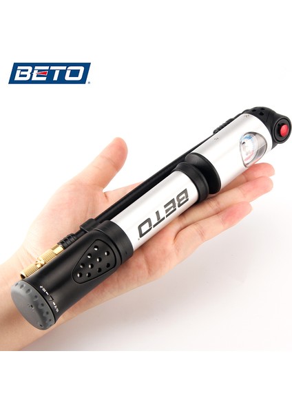 Siyah Stil Beto MP-036 Taşınabilir El Mini Pompa Lastik Çatal Hava Pompası Hortum ile Basınç Göstergesi I Yüksek Basınçlı Bisiklet Pompası (Yurt Dışından) indirimleri