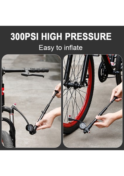 Siyah L Tarzı Bisiklet Şok Pompası Basınç Ölçer ile I Yüksek Basınçlı Bisiklet Lastik Pompası Dağ Bisikleti Hava Pompası Çatal ve Arka Süspansiyon Için (Yurt Dışından) fiyatları