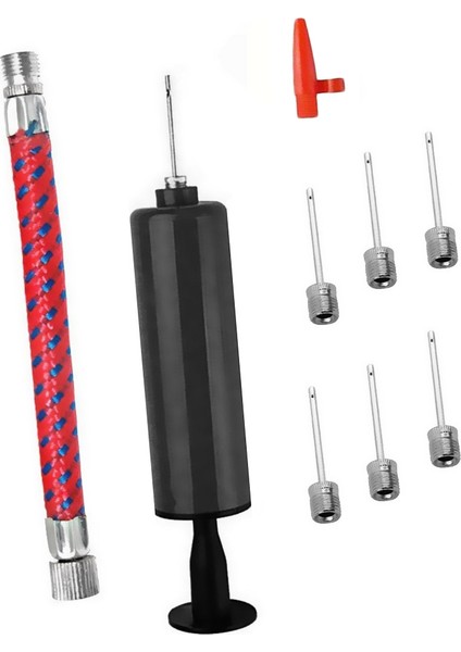 Siyah Stil Top Hava Pompası Seti 6 Inç Şişirme Kiti Taşınabilir Plastik Futbol Şişirme Malzemeleri Iğne El Hava Pompası ile (Yurt Dışından) indirimleri