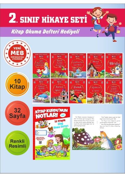 2.sınıflar Için Okumayı Sevdiren 10 Lu Hikaye Seti 5 (Kitap Okuma Defteri Hediyeli)