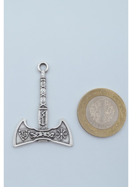 Viking Run Sembol Balta Gümüş Kaplama Kolye Ucu