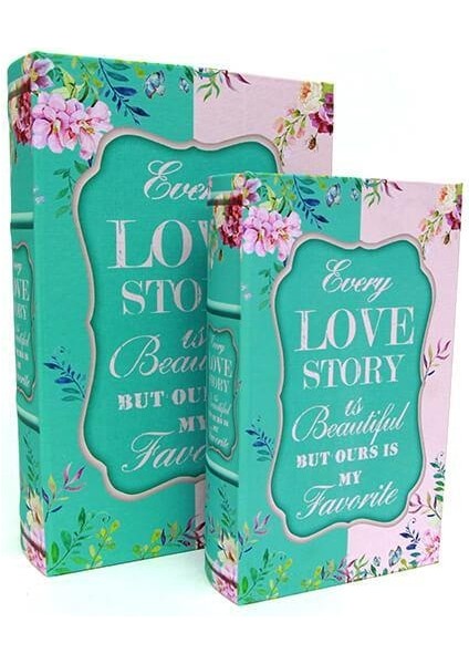 Kutu Kitap Love Story 2'li Set Kitap Kutusu Dekoratif Hediyelik fiyatları