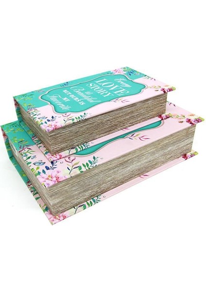 Kutu Kitap Love Story 2'li Set Kitap Kutusu Dekoratif Hediyelik modelleri