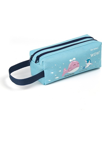 Yaratıcı Oxford Kumaş Kalem Kutusu Çift Katmanlı Büyük Kapasiteli Kalem (Yurt Dışından)