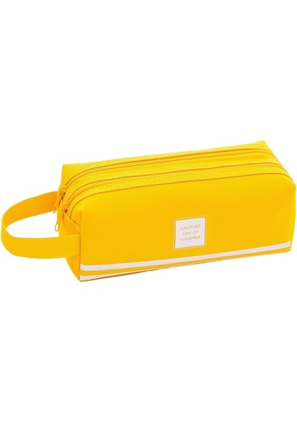 Yaratıcı Çift Katmanlı Kalem Çantası, Büyük Kapasiteli, Taşınabilir Kırtasiye Çantası, Basit Oxford Kumaş Çift Fermuarlı Kalem Çantası (Yurt Dışından)