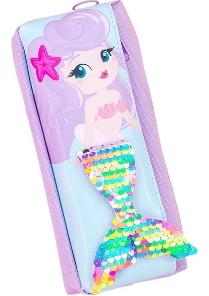 Karikatür Sevimli Denizkızı Çift Katmanlı Kalem Çantası, Yüksek Görünümlü Okul Malzemeleri ile Ilkokul ve Ortaokul Öğrencileri Için Çift Katmanlı Büyük Kapasiteli Kalem Çantası (Yurt Dışından)